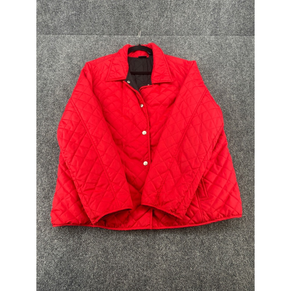 Outbound Quilted Jacket Women 1X Red Snap Front Lightweight Diamond Puffer Coat